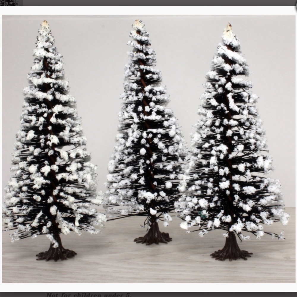 Meyer Imports Snowy Bottle Brush Trees 4” Tall 2-3 piece set 218-0404